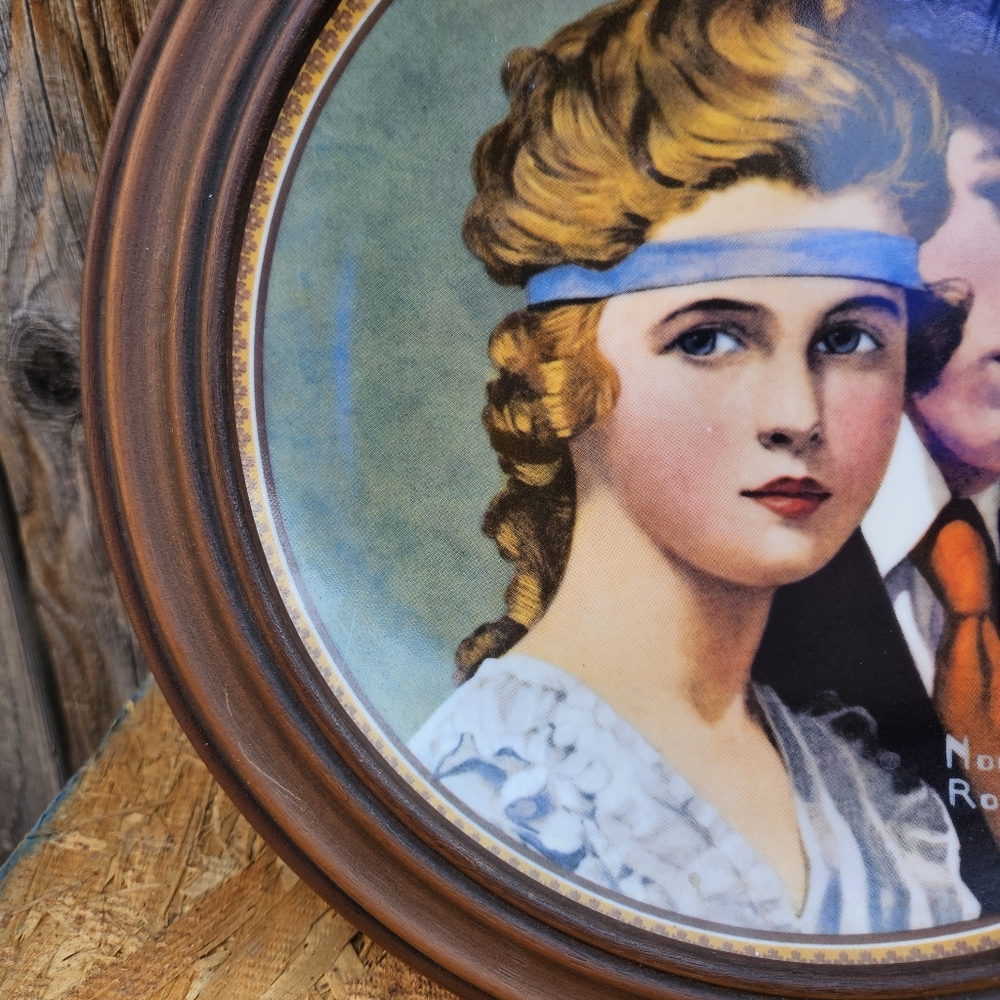 Norman Rockwell Portrait Plate with Brown Frame - Picture 7 of 16